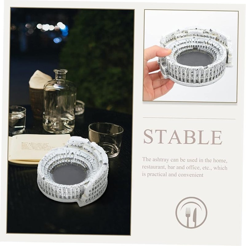 مُطفأة سجائر الكولوسيوم الروماني القديم زخرفة مكتبية رجعية باللون الأسود - Image 2